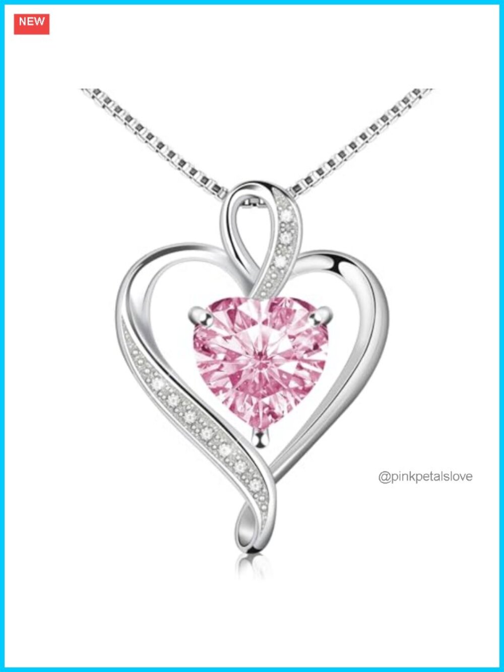 925 Sterling Silver Heart Necklace Cubic Zirconia Pendant